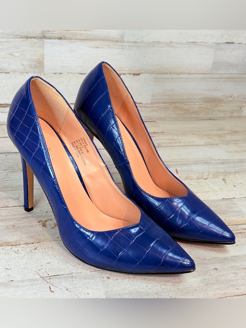 Torgeis New Faux Croc Embossed Blurb Pointed Toe Pumps Stilettos Heels Size 9